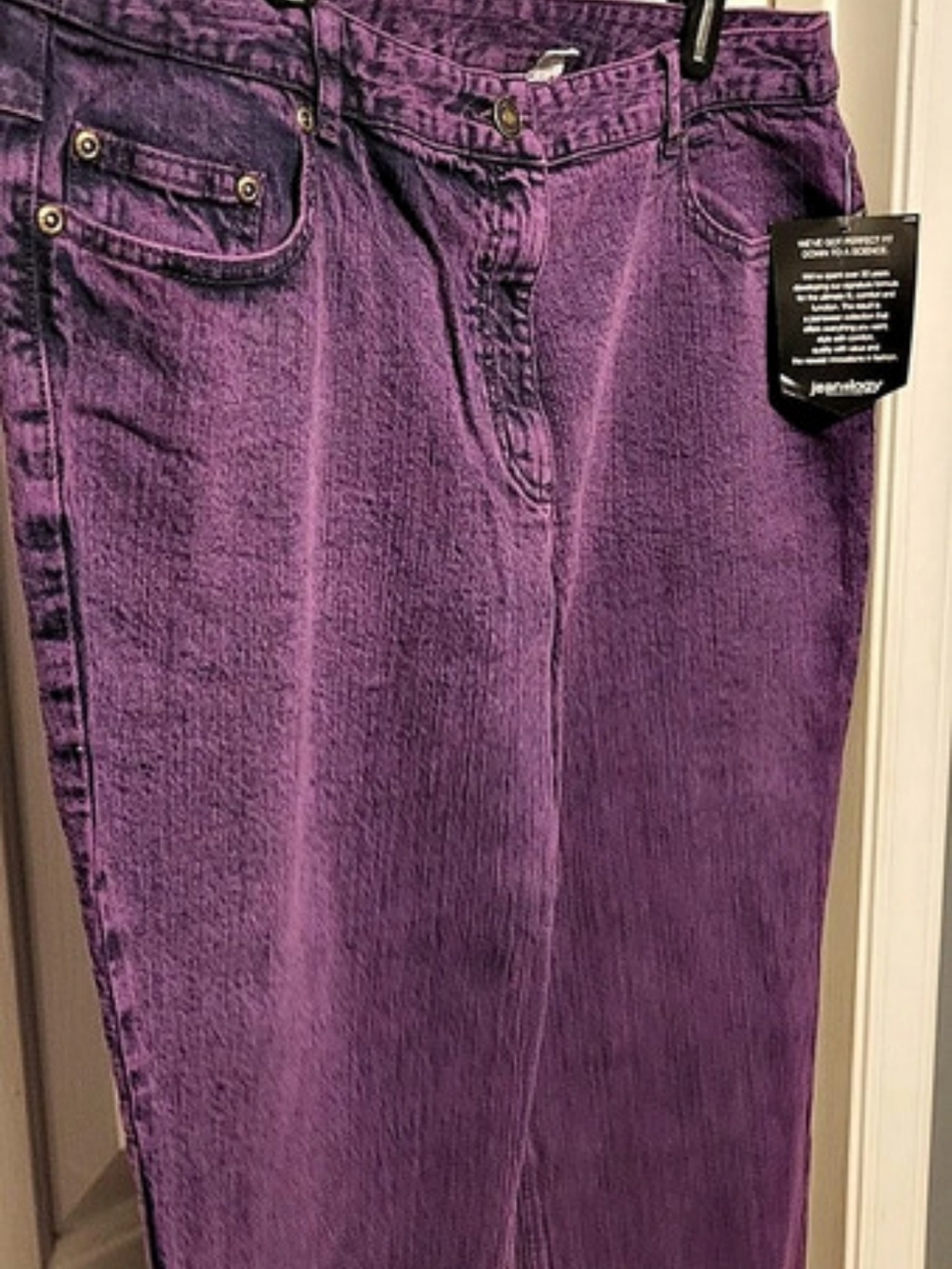 Jeanology Flare Leg Cotton Jeans in Purple Size 18 NWT